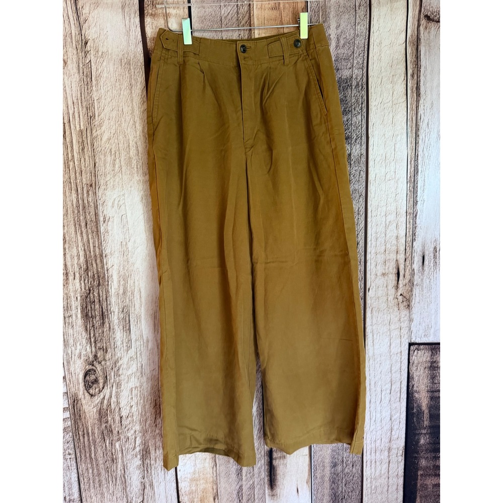 Madewell The Harlow Wide-Leg Pant Acorn Pleated Linen Blend Minimalist Size 4
